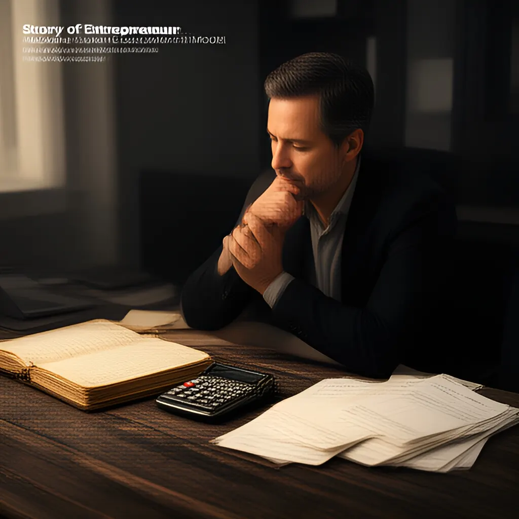 Editorial photograph of a founder at a real worktable comparing a paper ledger, a calculator and a few invoices in a quiet, naturally lit office, photographed in a wide establishing composition. Supports the section "What customer fit looks like" in "Customer Fit Model".