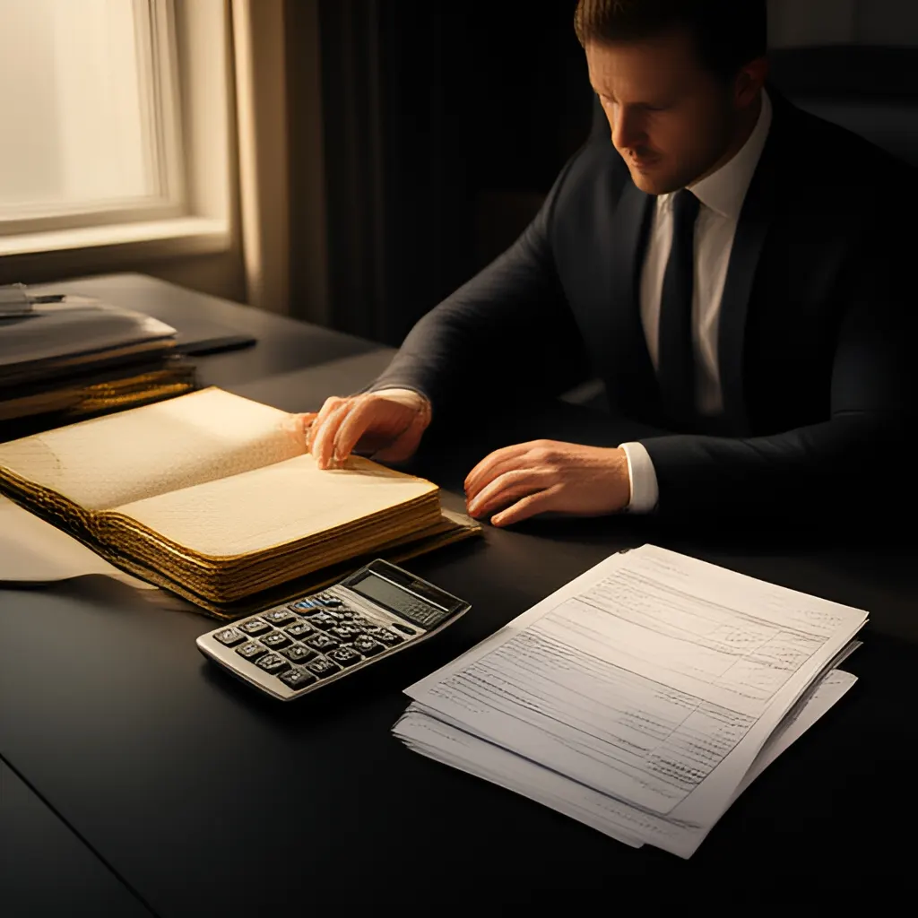 Editorial photograph of a founder at a real worktable comparing a paper ledger, a calculator and a few invoices in a quiet, naturally lit office, photographed in a wide establishing composition. Supports the section "The short answer" in "How to Choose a Business Structure in India: A Founder’s Decision Checklist".