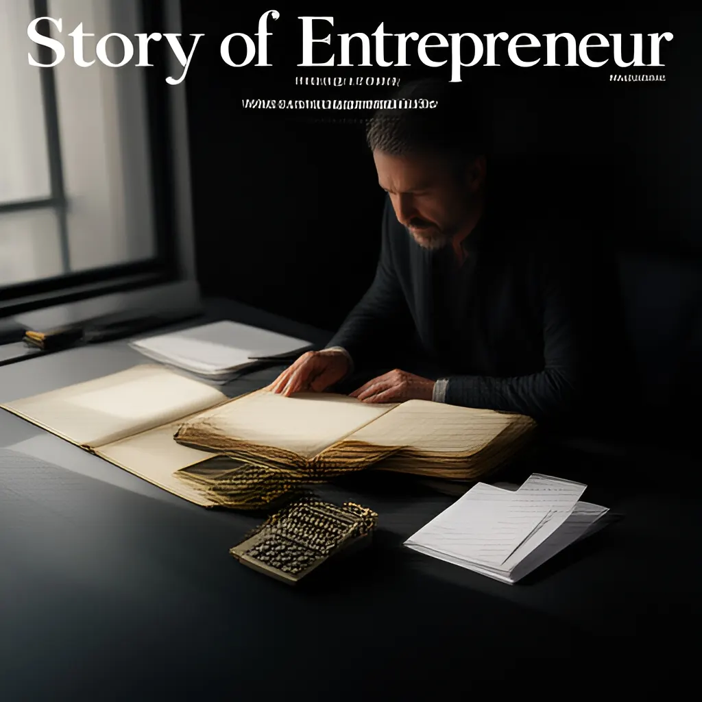 Editorial photograph of a founder at a real worktable comparing a paper ledger, a calculator and a few invoices in a quiet, naturally lit office, photographed in a wide establishing composition. Supports the section "What a pricing memo is for" in "Pricing Memo".