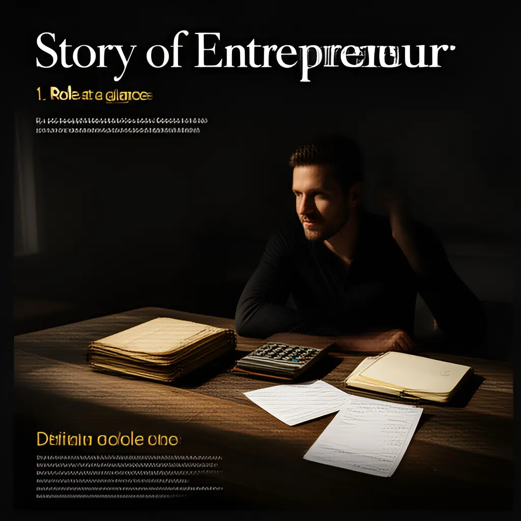 Editorial photograph of a founder at a real worktable comparing a paper ledger, a calculator and a few invoices in a quiet, naturally lit office, photographed in a wide establishing composition. Supports the section "1. Role at a glance" in "Role Design Template".