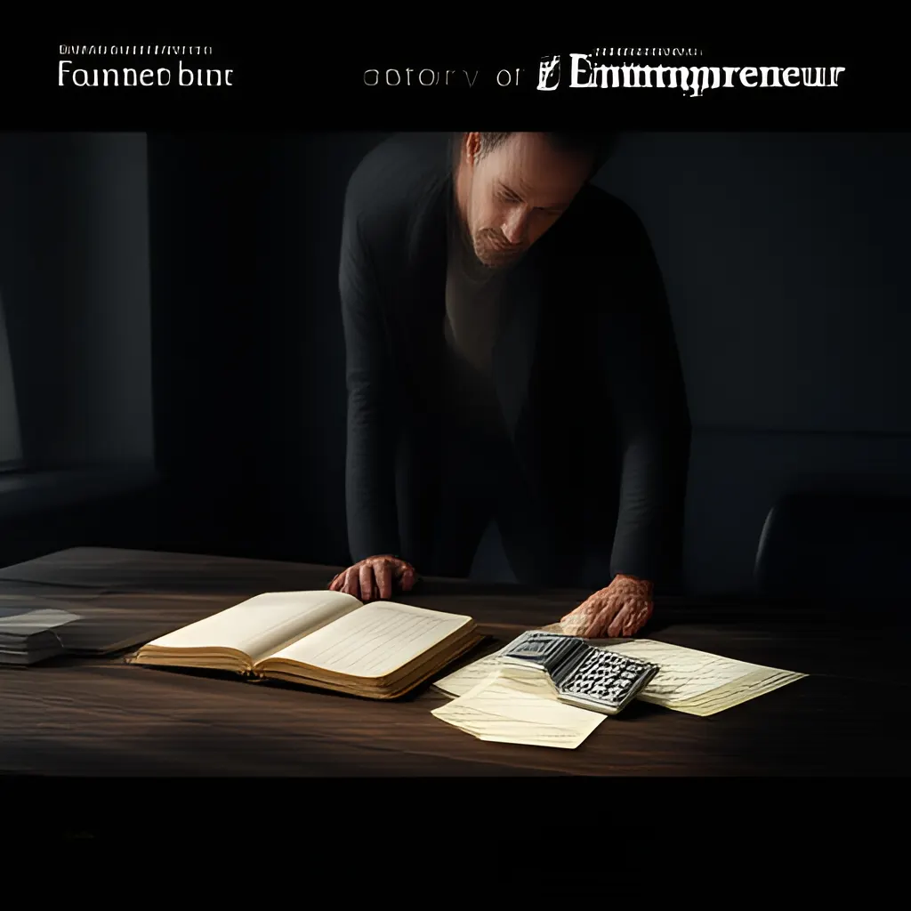 Editorial photograph of a founder at a real worktable comparing a paper ledger, a calculator and a few invoices in a quiet, naturally lit office, photographed in a wide establishing composition. Supports the section "Compare buying behavior, not labels" in "Should Your Startup Sell B2B or B2C First? A Practical Choice Framework".