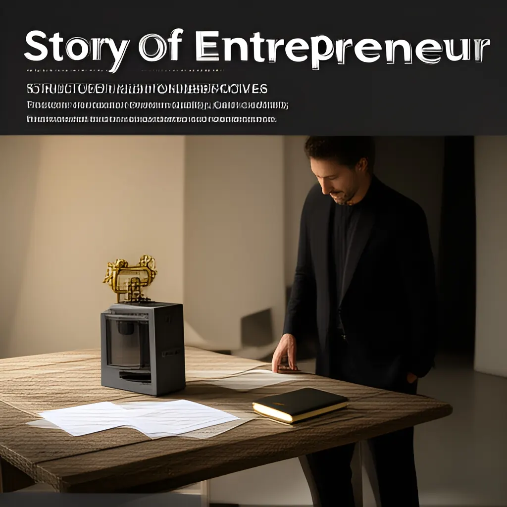 Editorial photograph of a founder standing beside a worktable with a physical prototype and a few neatly arranged planning notes in a calm studio, wide editorial composition. Supports the section "Give the discovery call a structure" in "What do I say on a discovery call?".